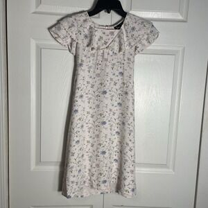 Vintage Jazz Kids  Dress Girls 8 Pale‎ Pink Floral 80s Collar Dainty Cottagecore